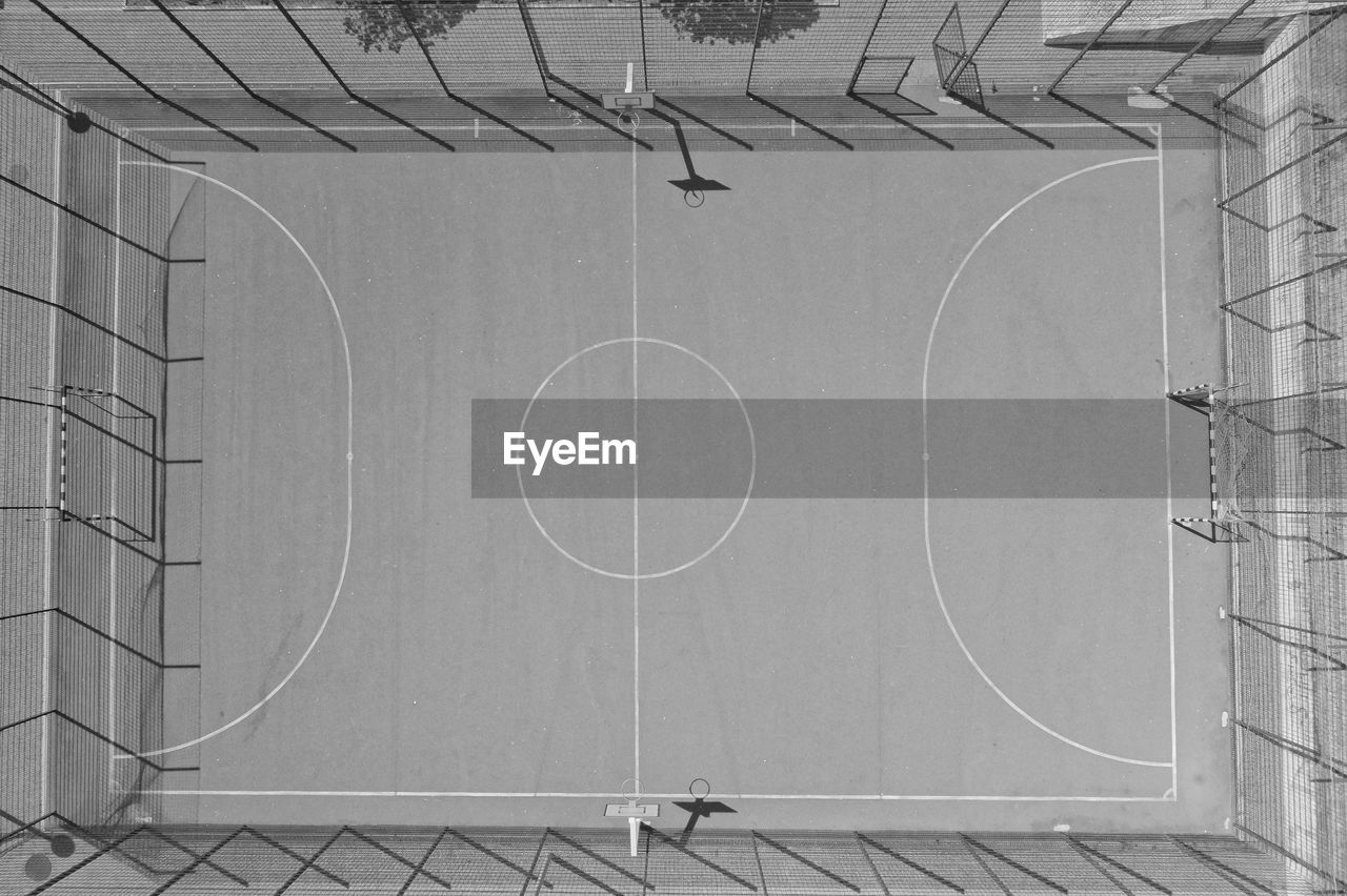 High angle view of basketball court