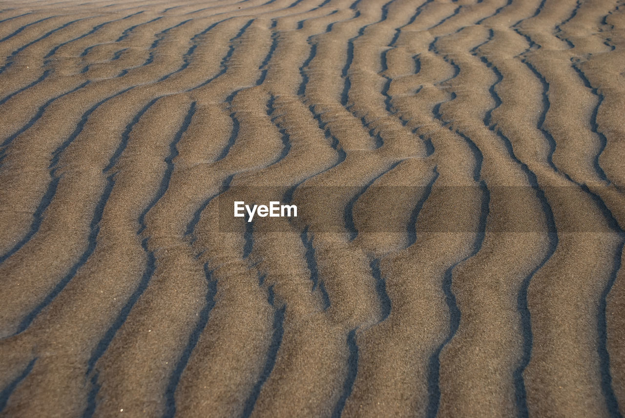 Full frame shot of wave pattern in sand at desert