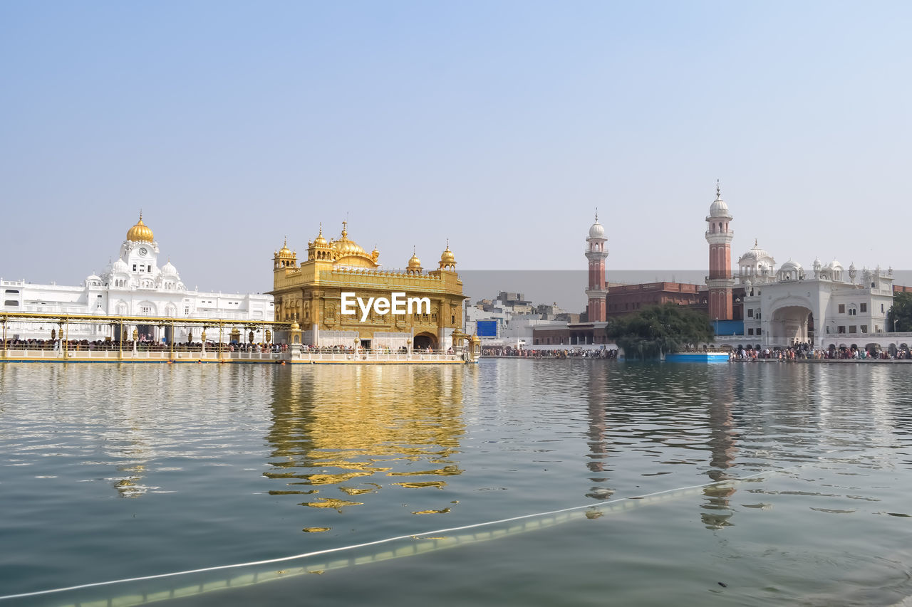 Beautiful view of golden temple - harmandir sahib in amritsar, punjab, india, famous indian sikh