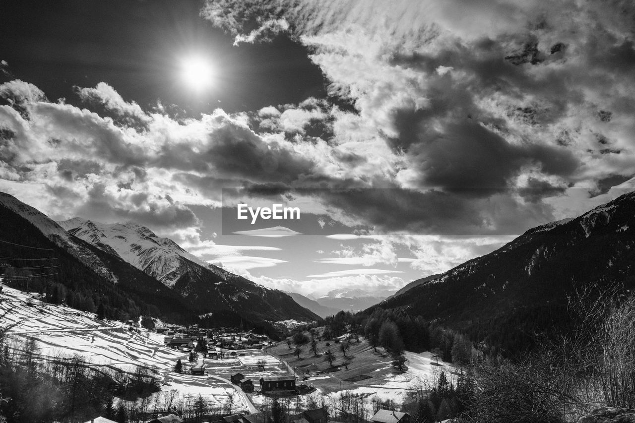 Scenic view of mountains against sky