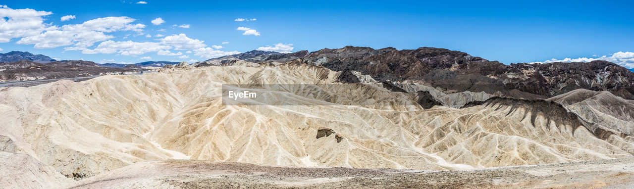 Panoramic view of landscape and mountains against sky