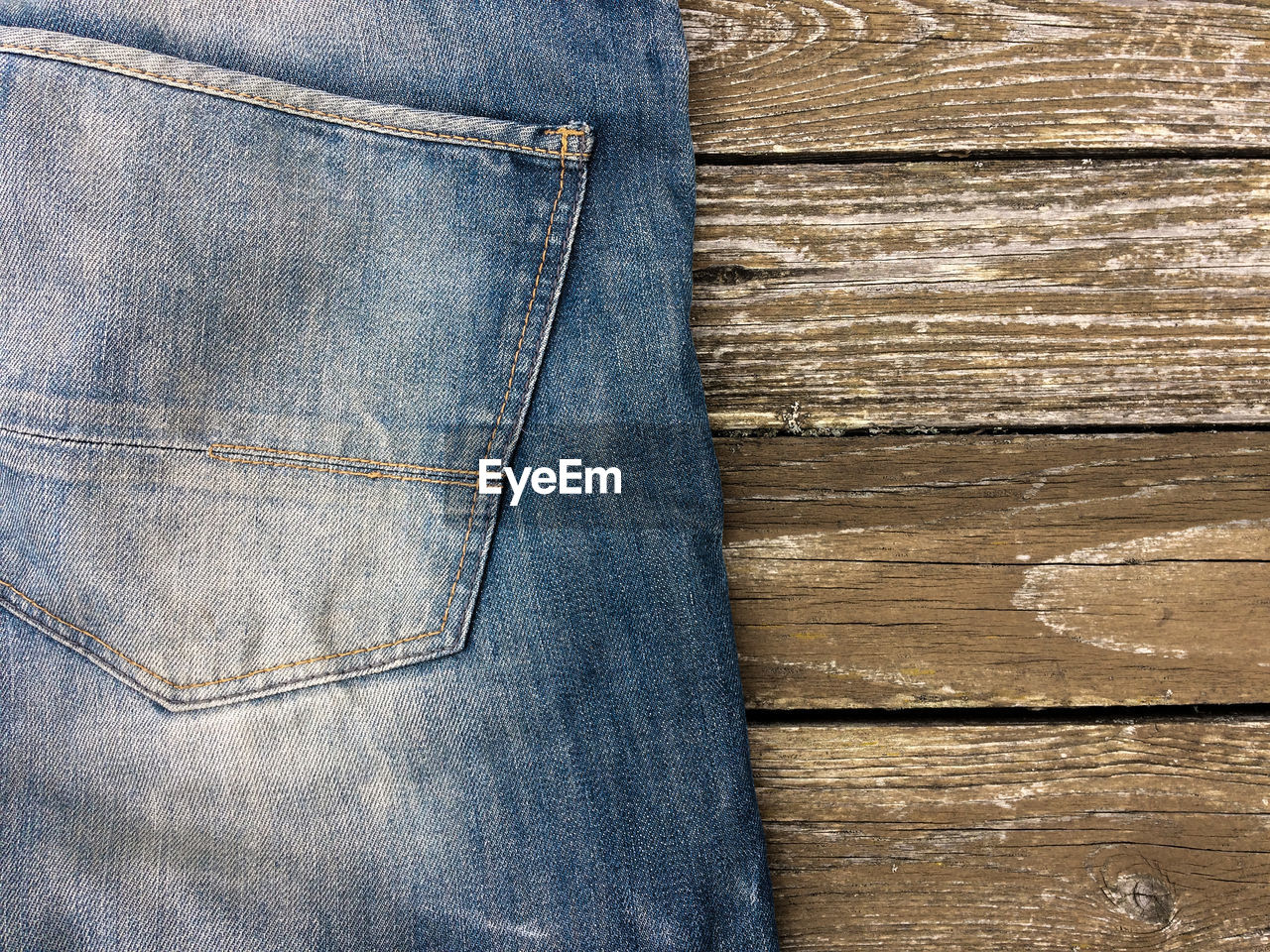 High angle view of jeans on table