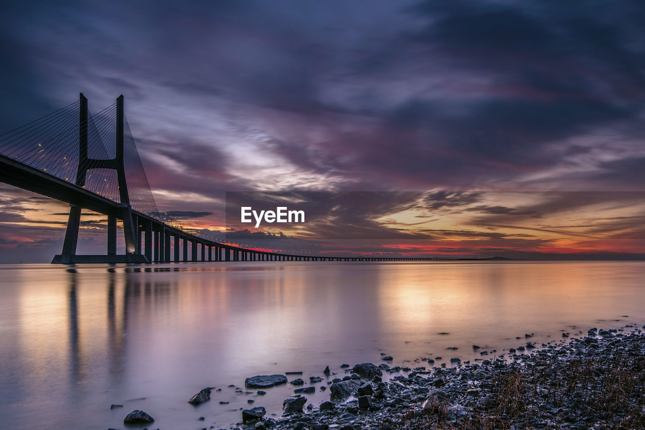 View of bridge at sunset