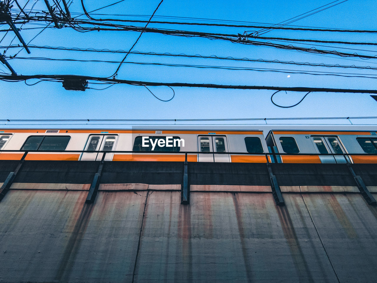 Train stopped at an elevated station