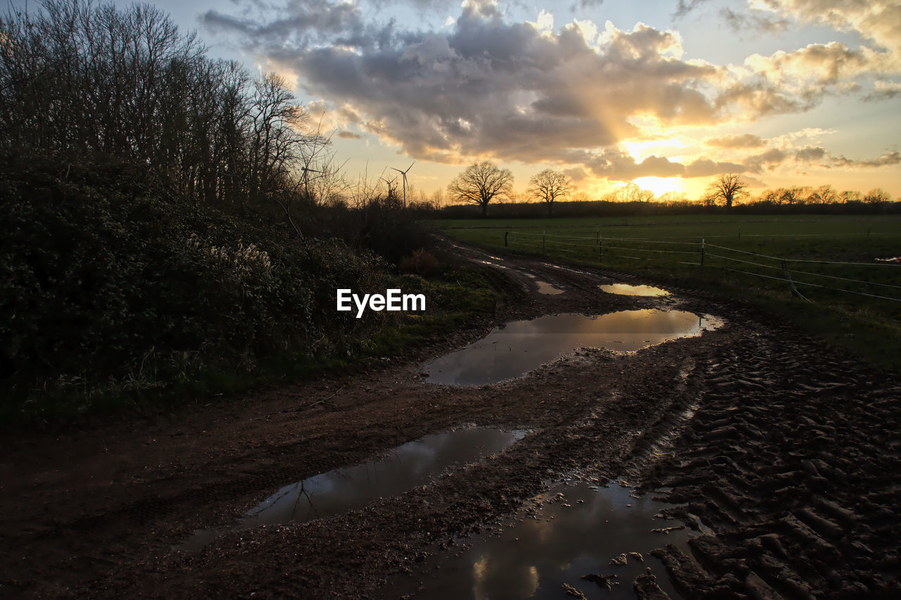 Scenic view of field against sky during sunset