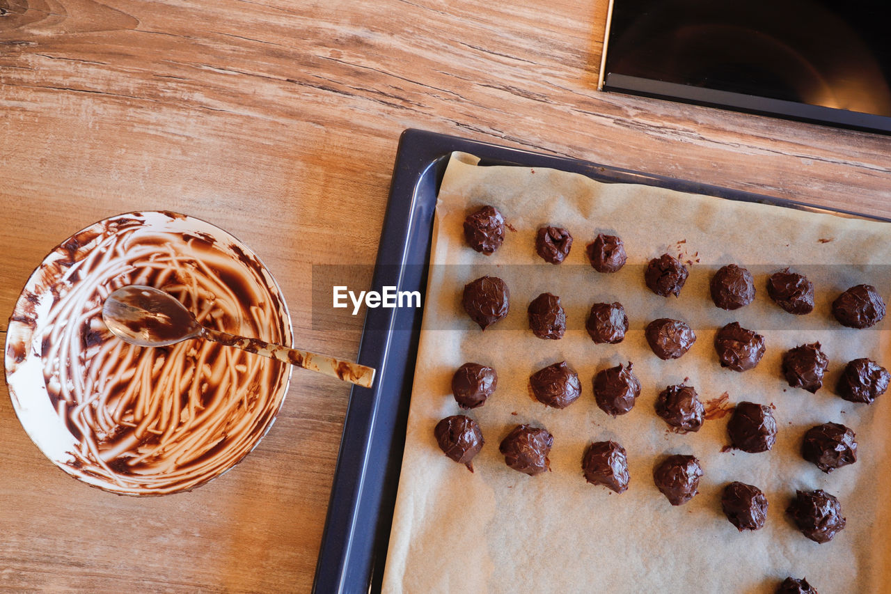 Close-up of chocolate bowl on table