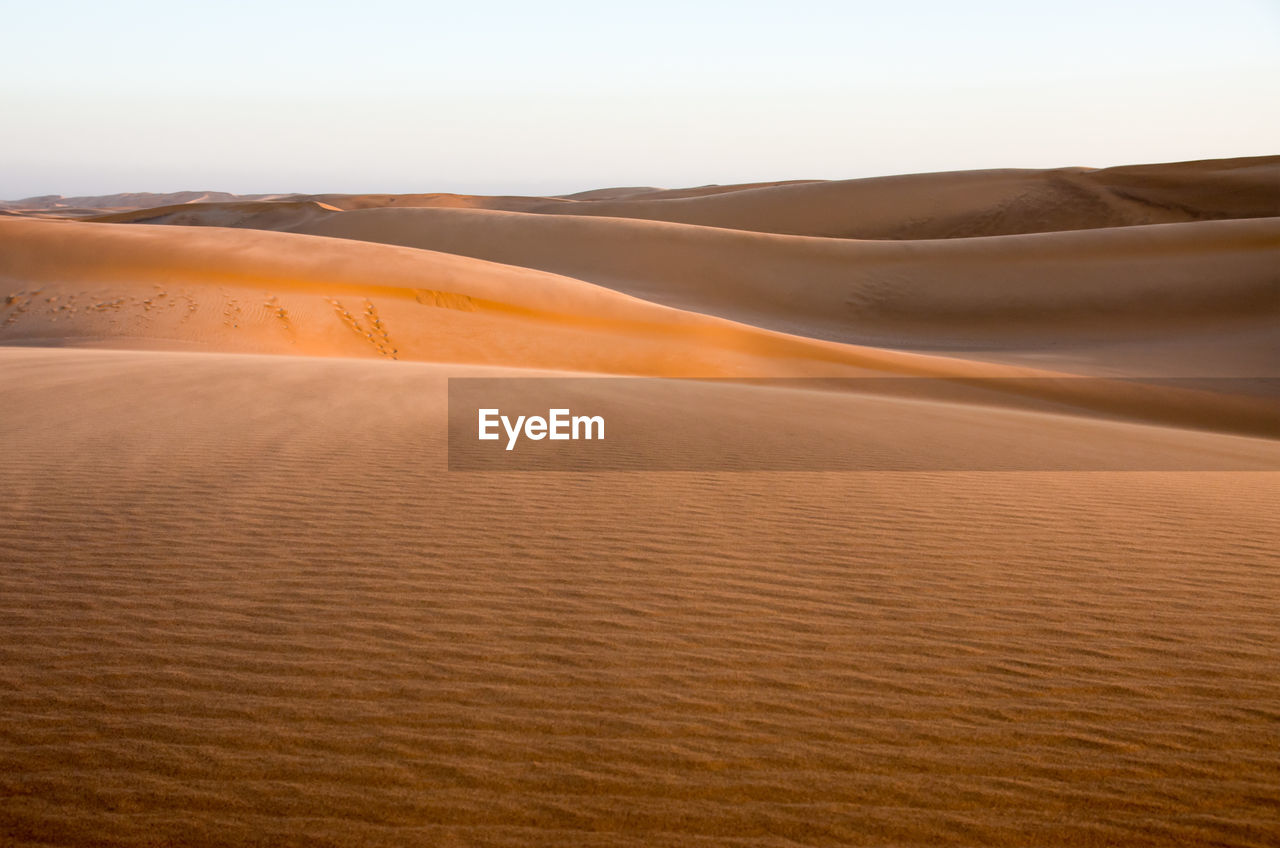 Scenic view of desert against clear sky