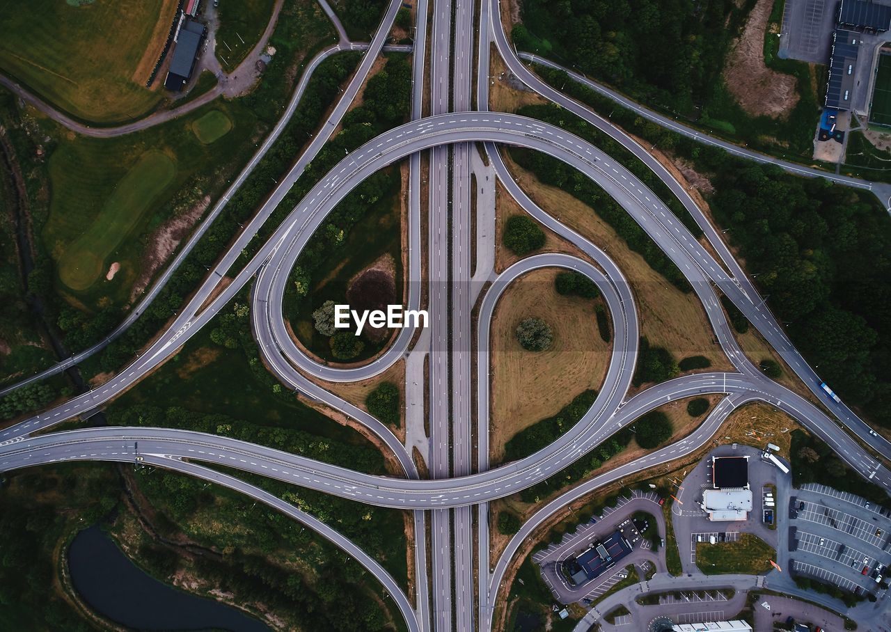 Aerial view of bridges in city