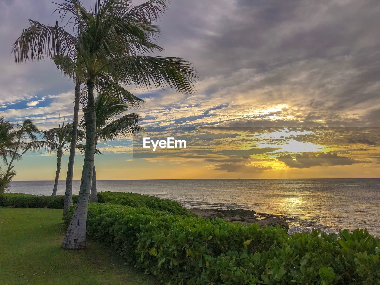 SCENIC VIEW OF BEACH AGAINST SKY DURING SUNSET