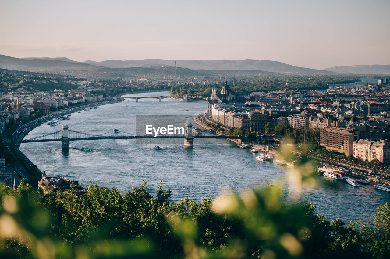 View of river with buildings in background