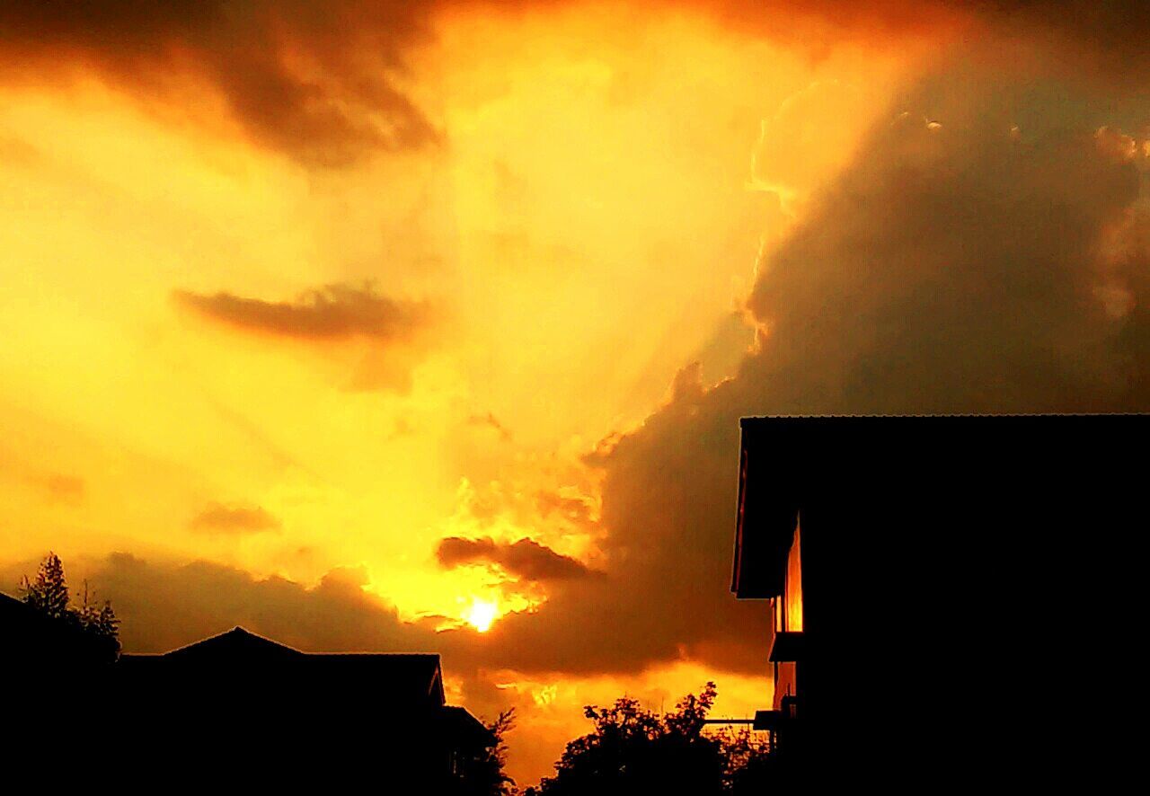 Silhouette buildings during sunset