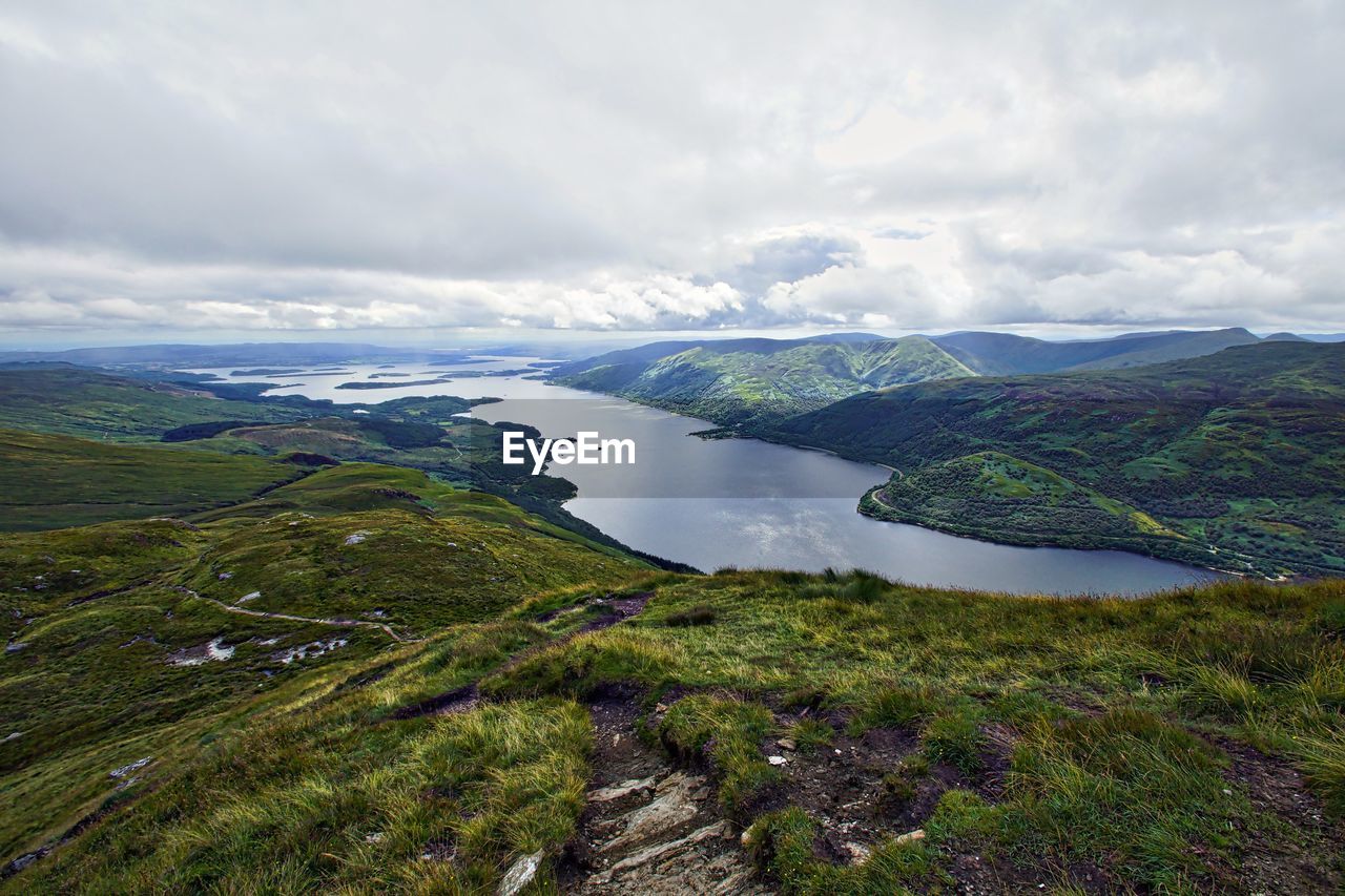 Scenic view of landscape against cloudy sky