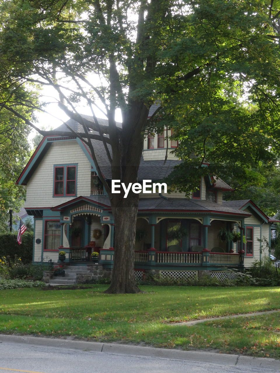 HOUSES WITH TREES IN FOREGROUND