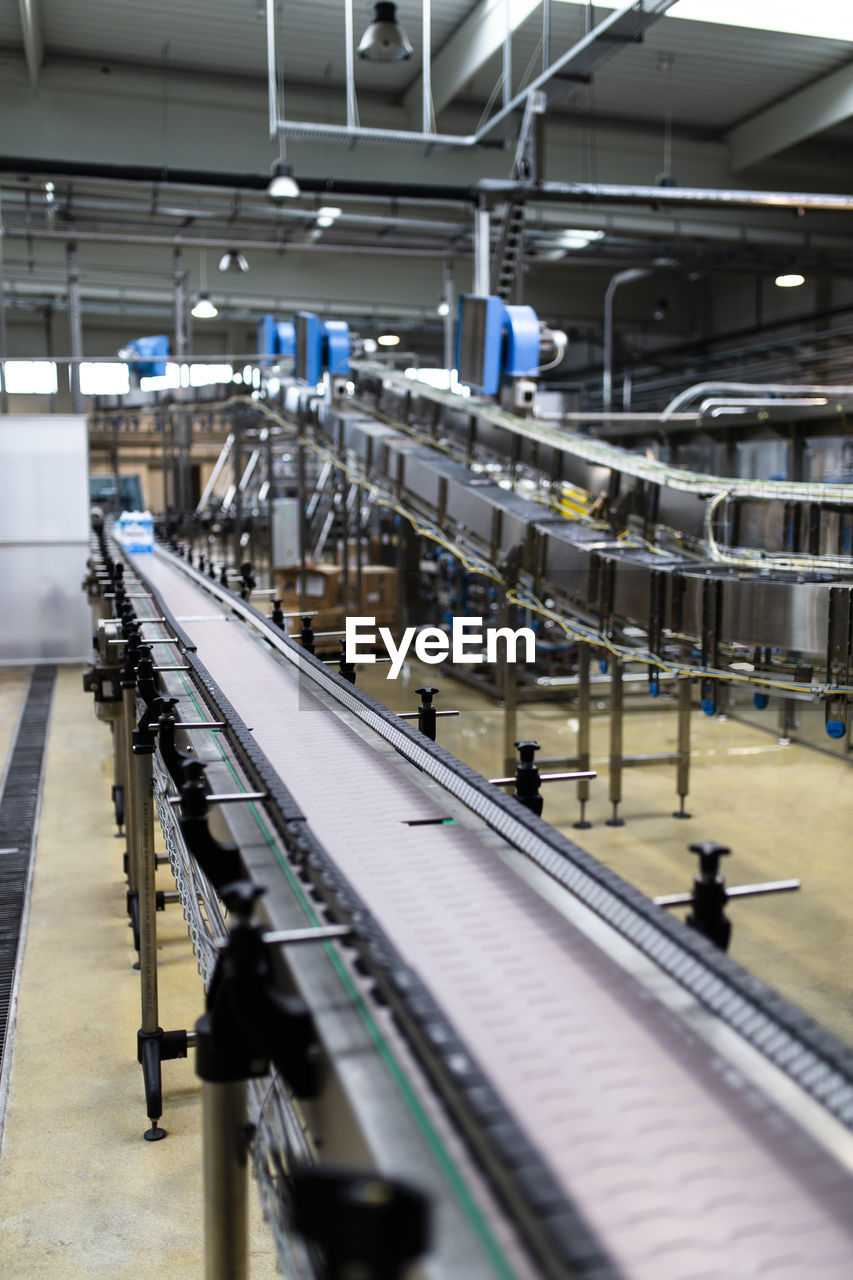 Close-up of conveyor belt in factory