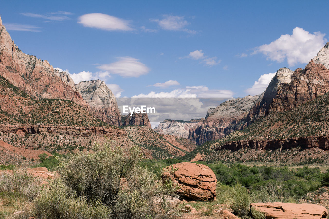 Scenic view of mountains against sky