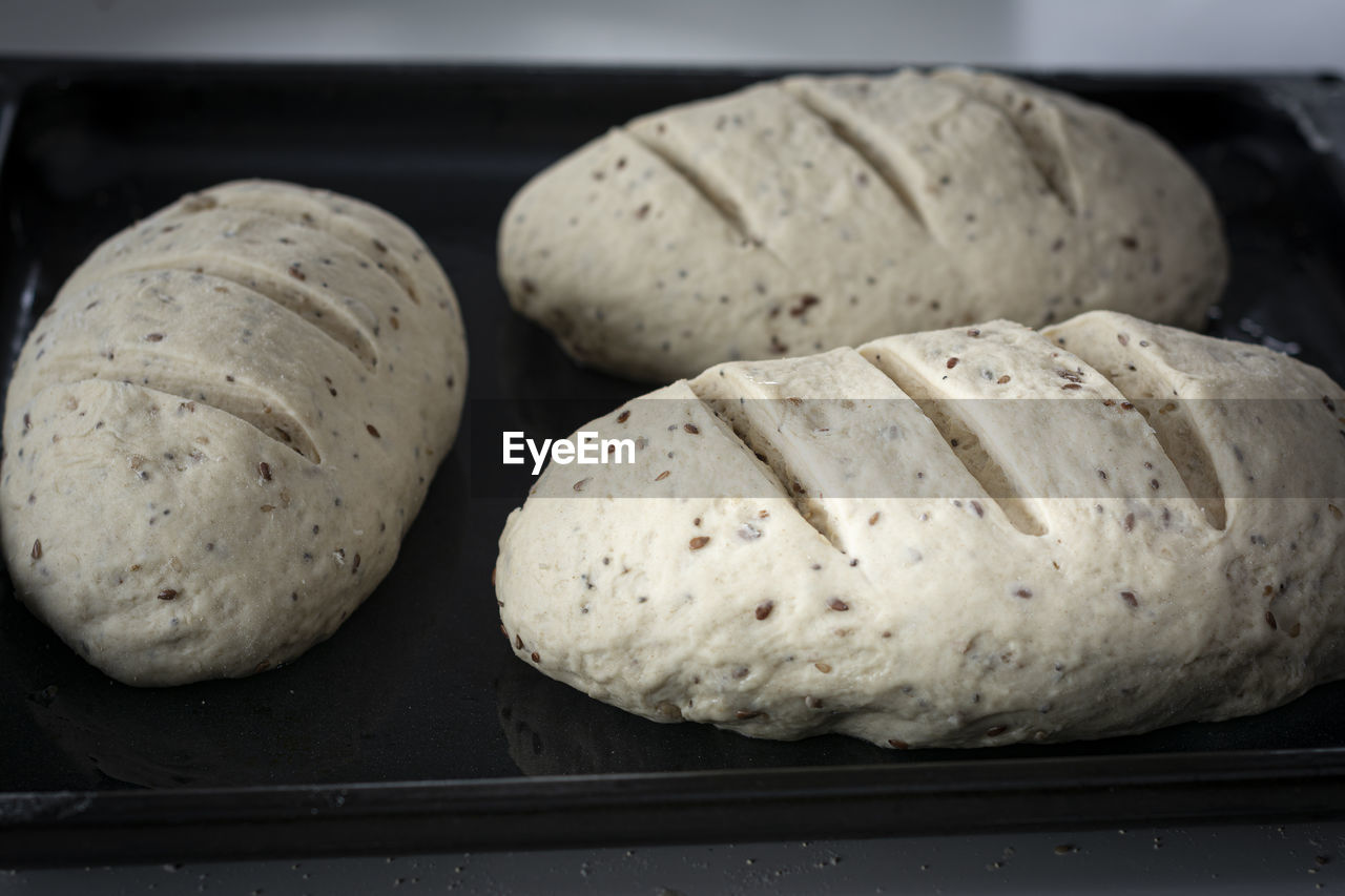 Bread dough ready to be baked at home