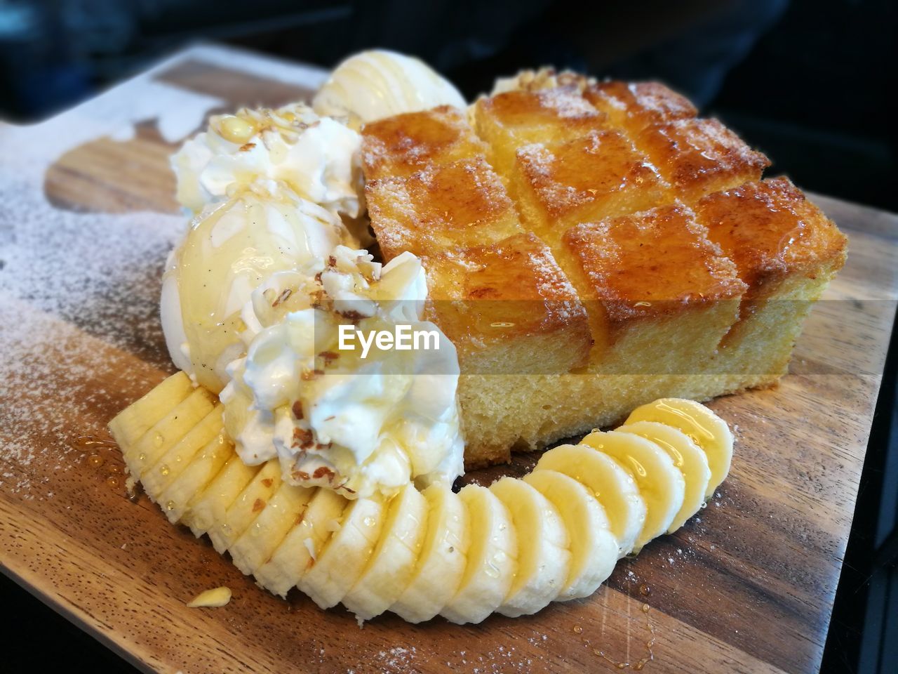 Close-up of sweet food served on table