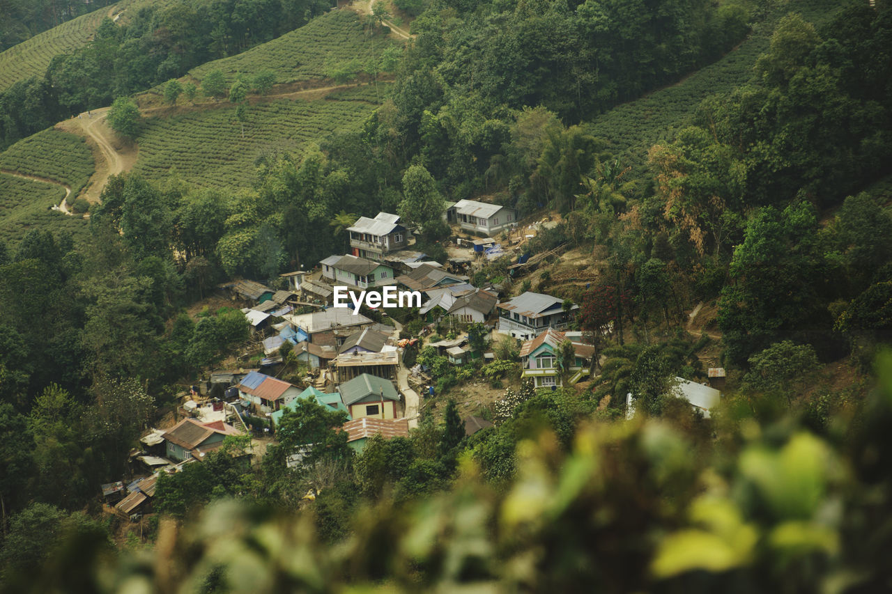 Village on the lap of a hill