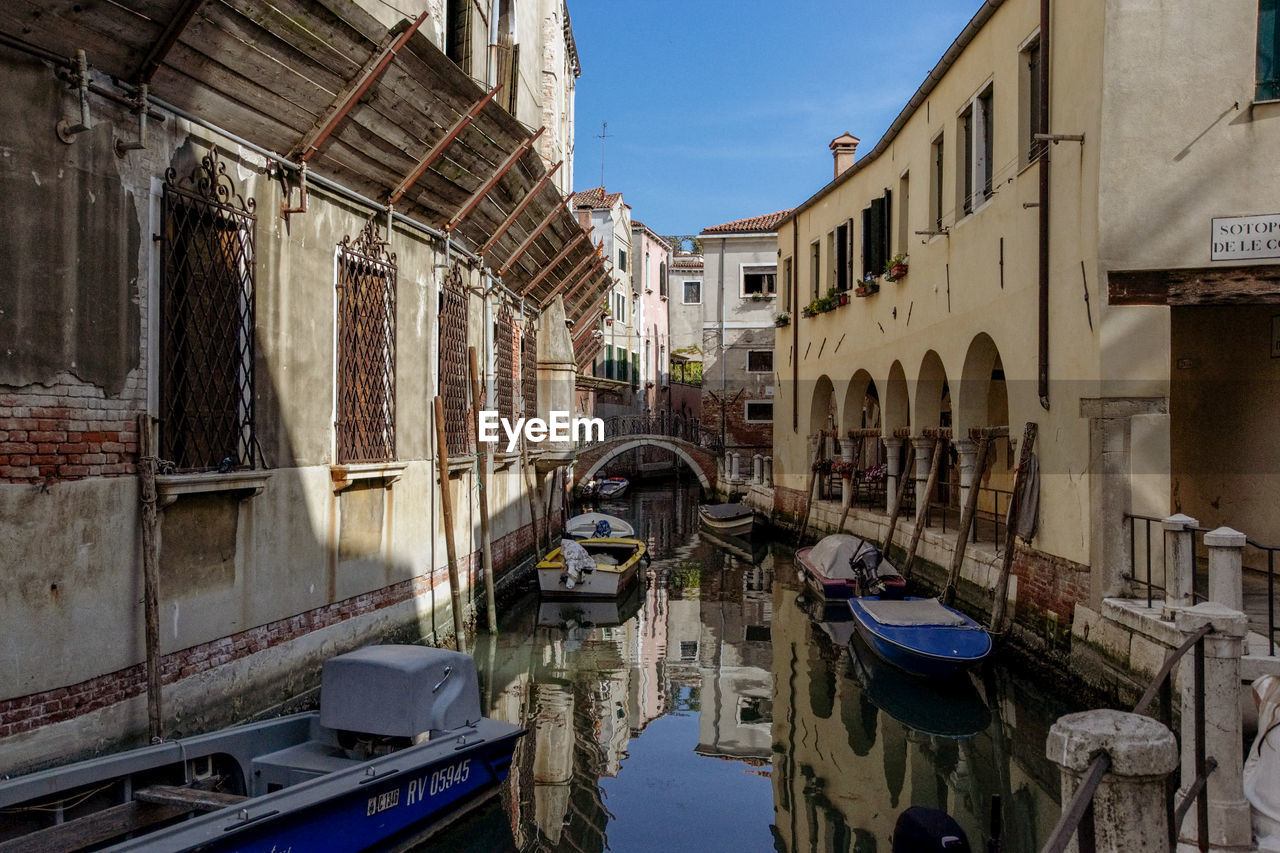 CANAL AMIDST BUILDINGS AGAINST SKY