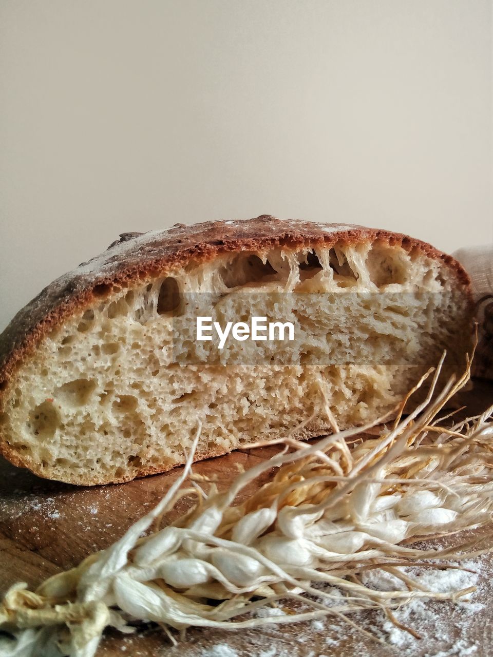 Close-up of bread  against white background