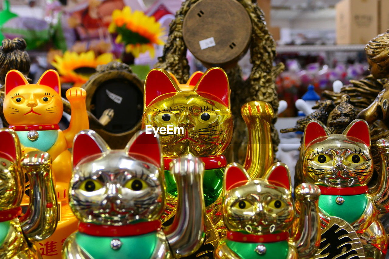 Group of waving cat souvenirs