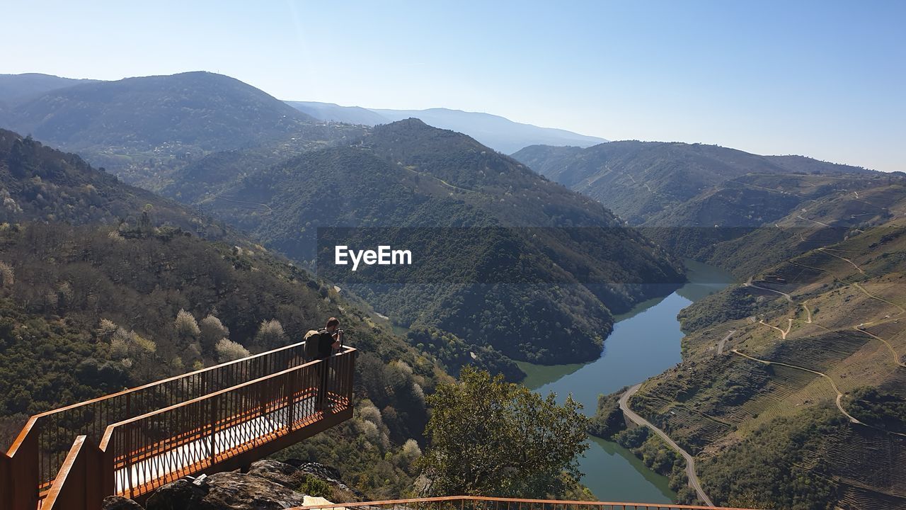 High angle view of mountains against sky