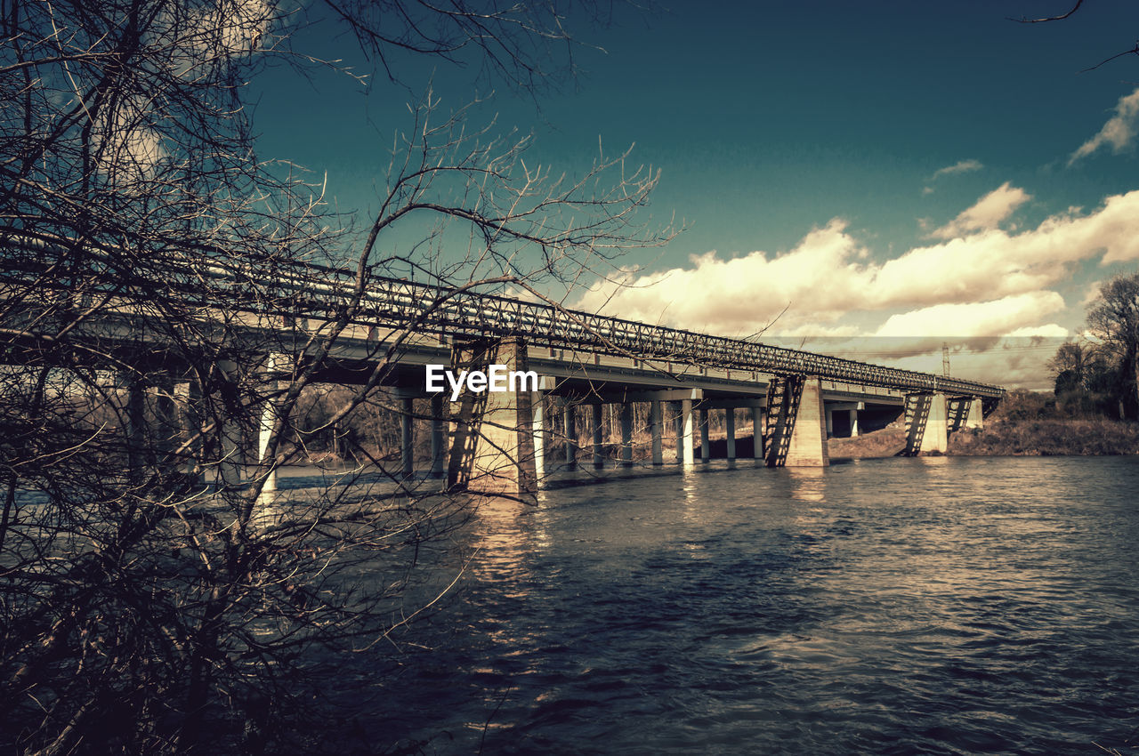 Bridge over water against sky