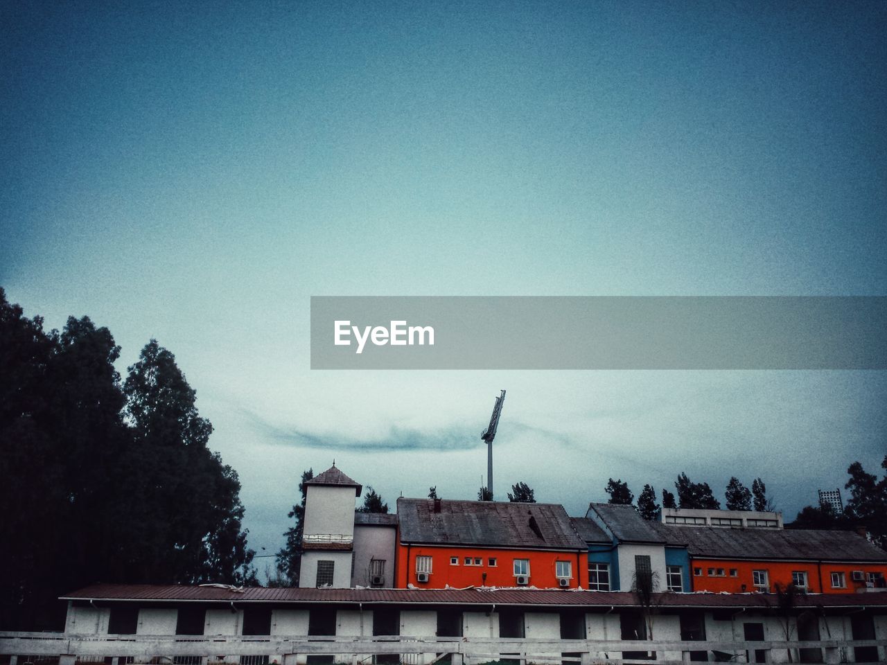 Low angle view of market building against sky