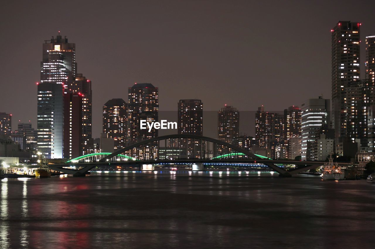 Illuminated cityscape at night