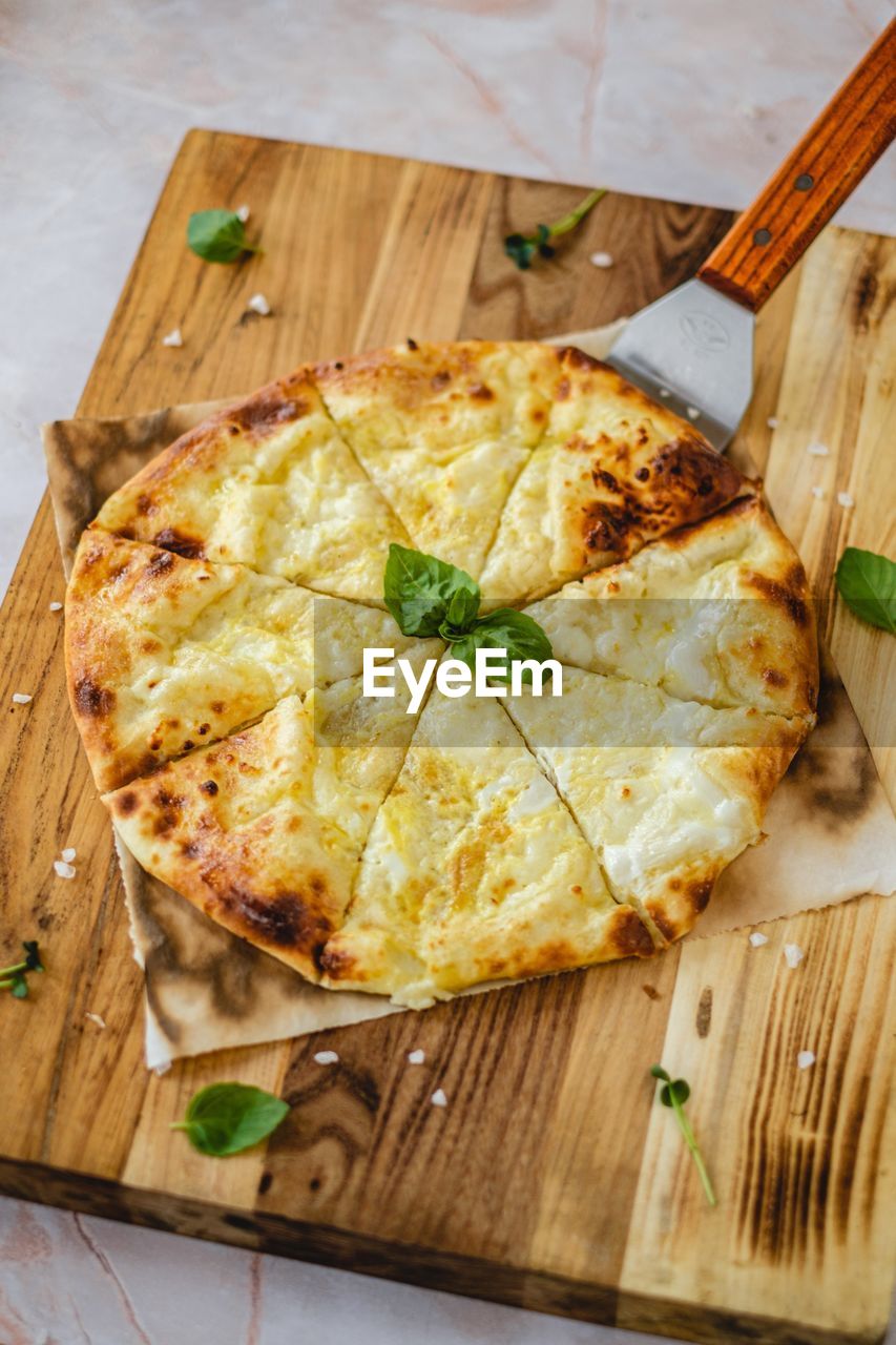 close-up of pizza on table