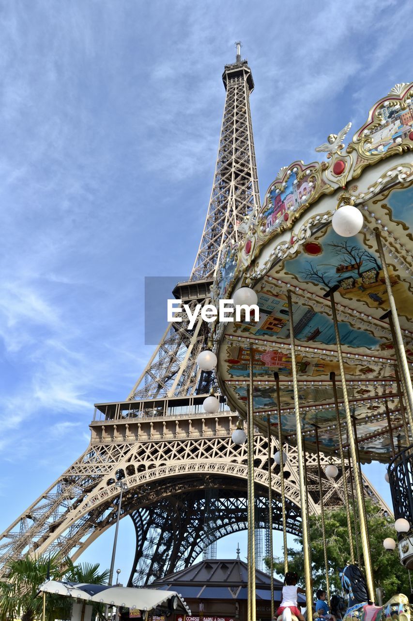LOW ANGLE VIEW OF ROLLERCOASTER AGAINST SKY