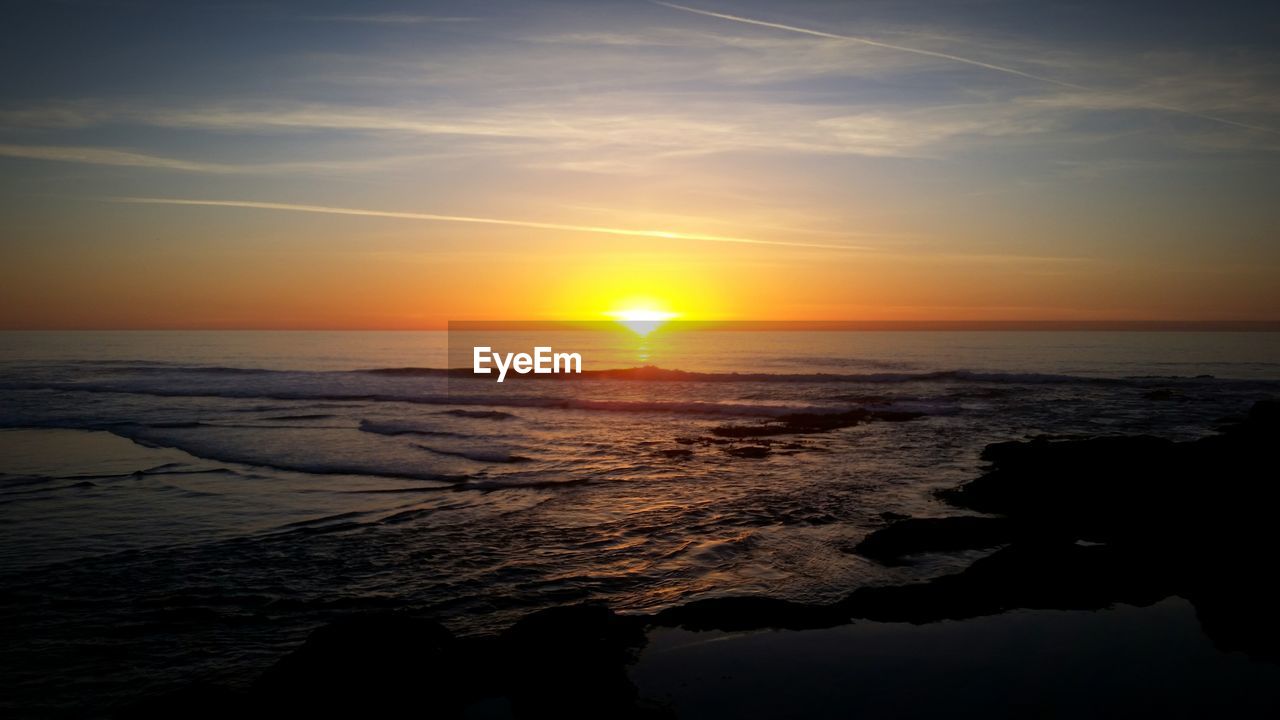 Scenic view of sea during sunset