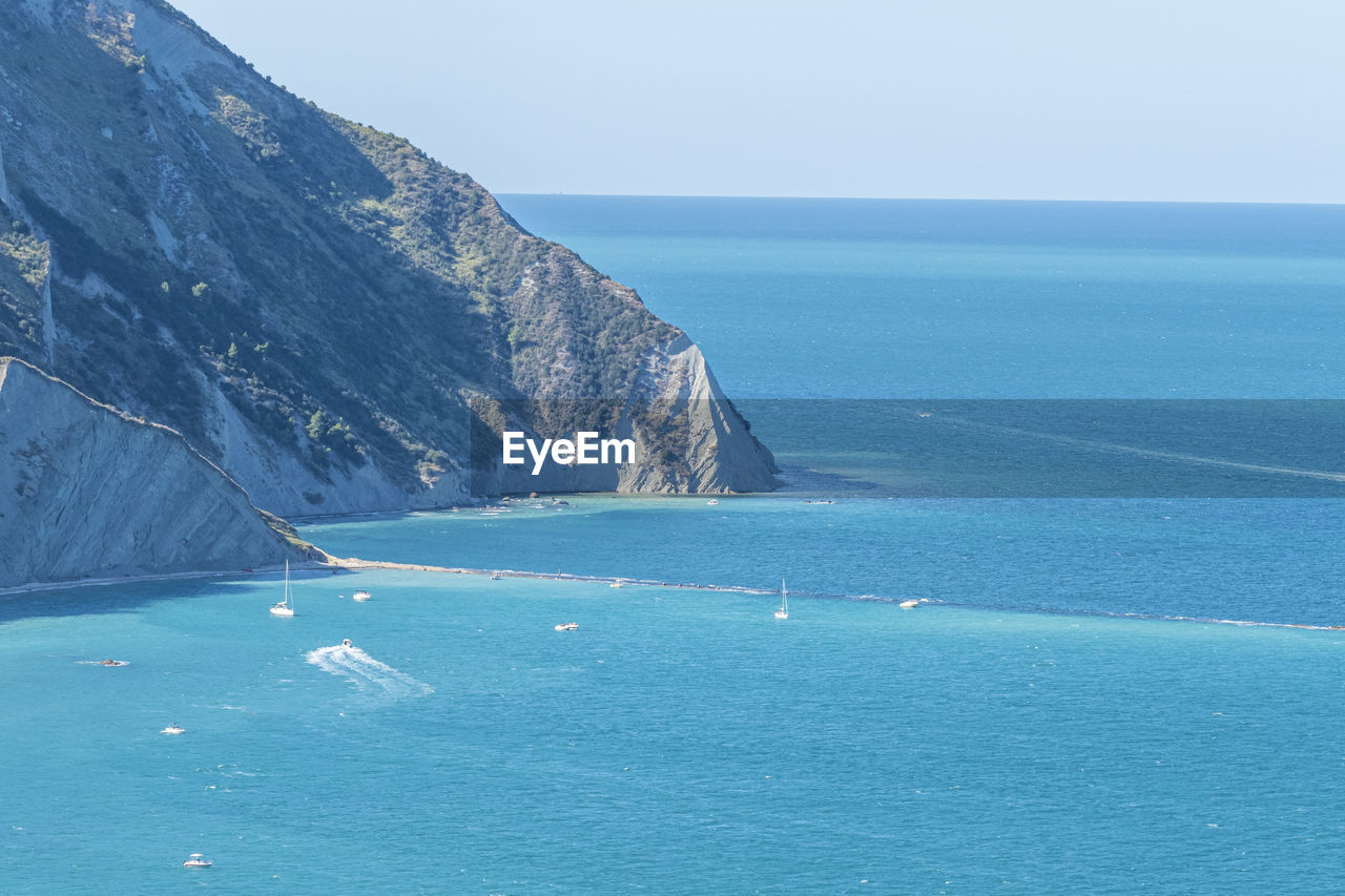 Aerial view of the beautiful beach of mezzavalle in ancona