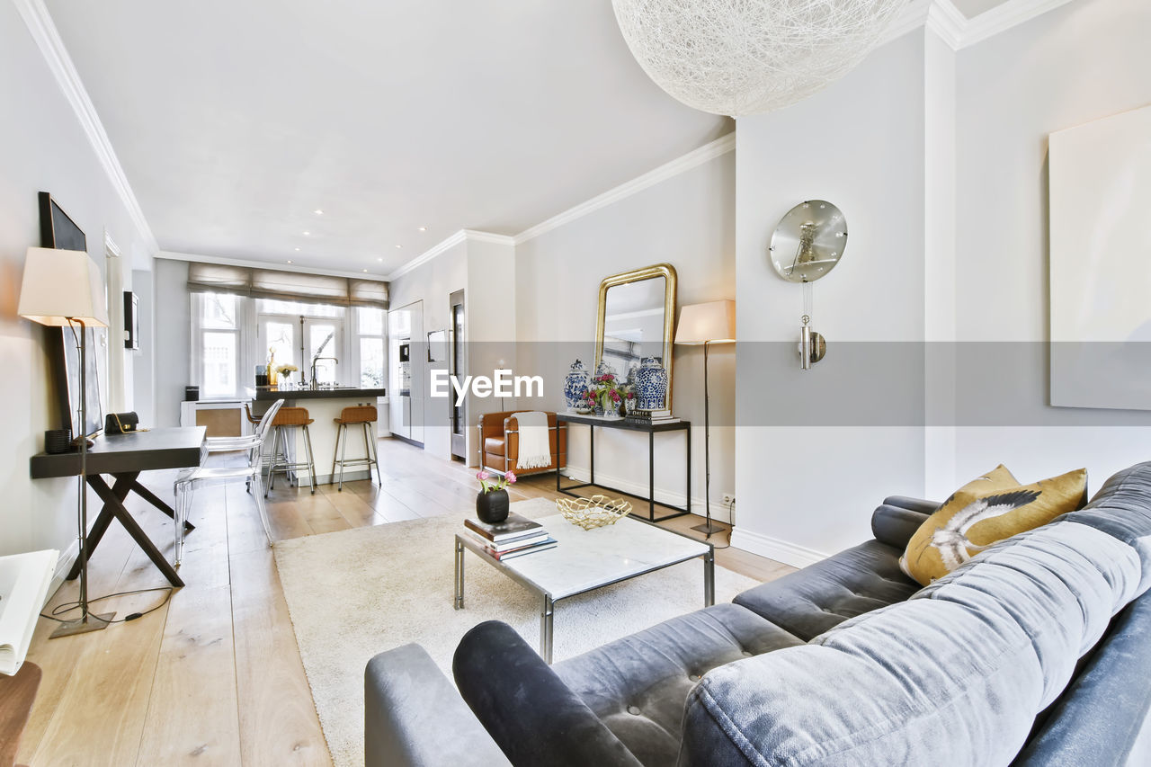 Empty chairs and table at home