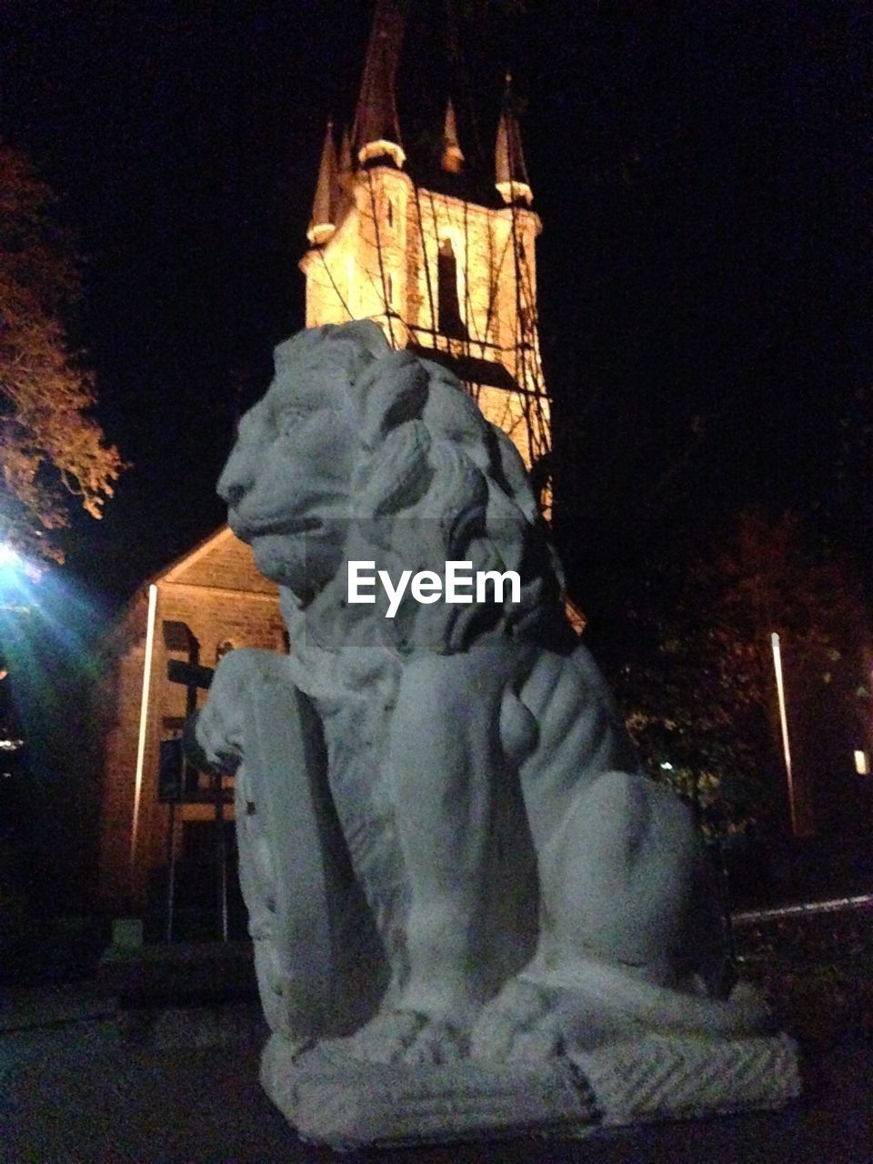 LOW ANGLE VIEW OF CHURCH AT NIGHT