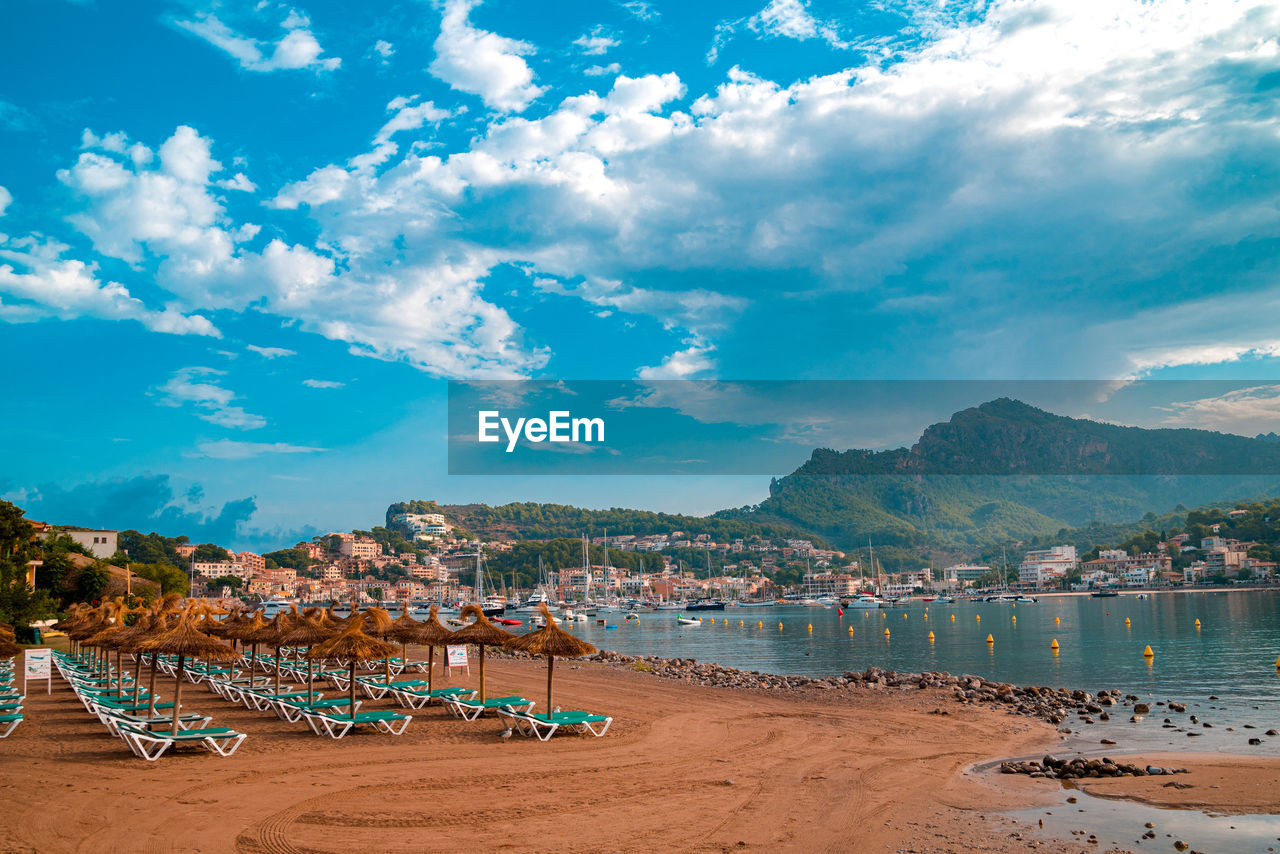 High angle view of beach against sky