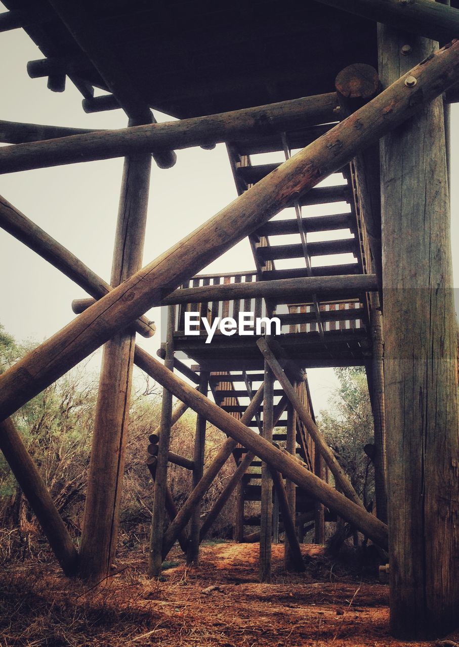 Low angle view of stairs against the sky