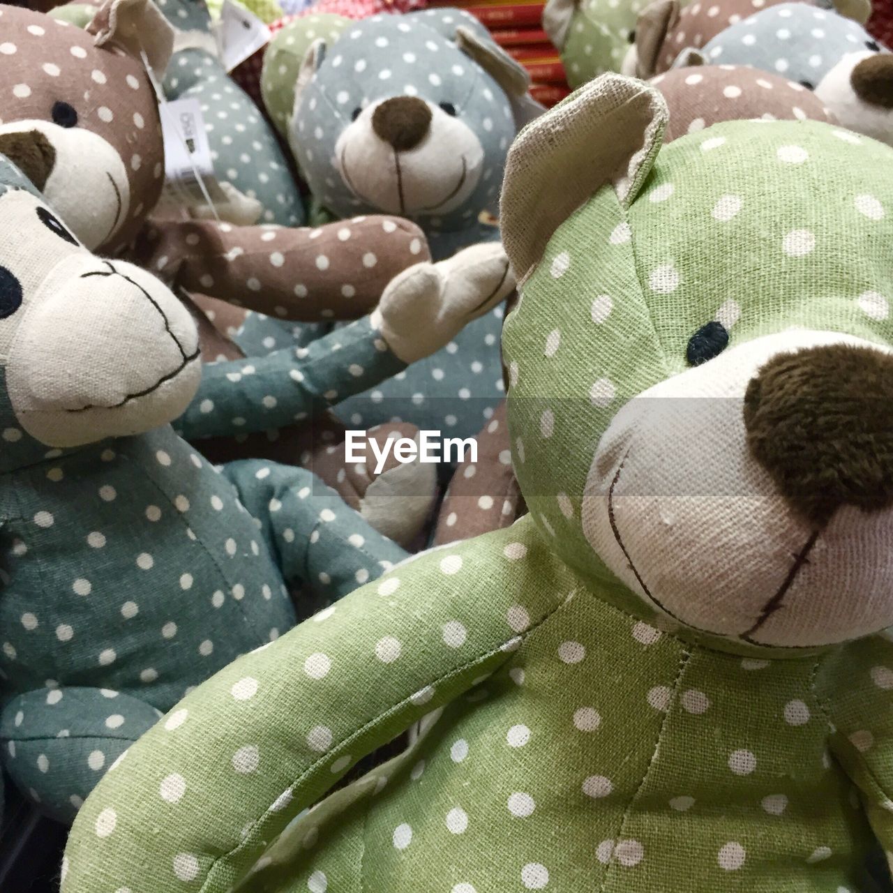 High angle view of teddy bears at store