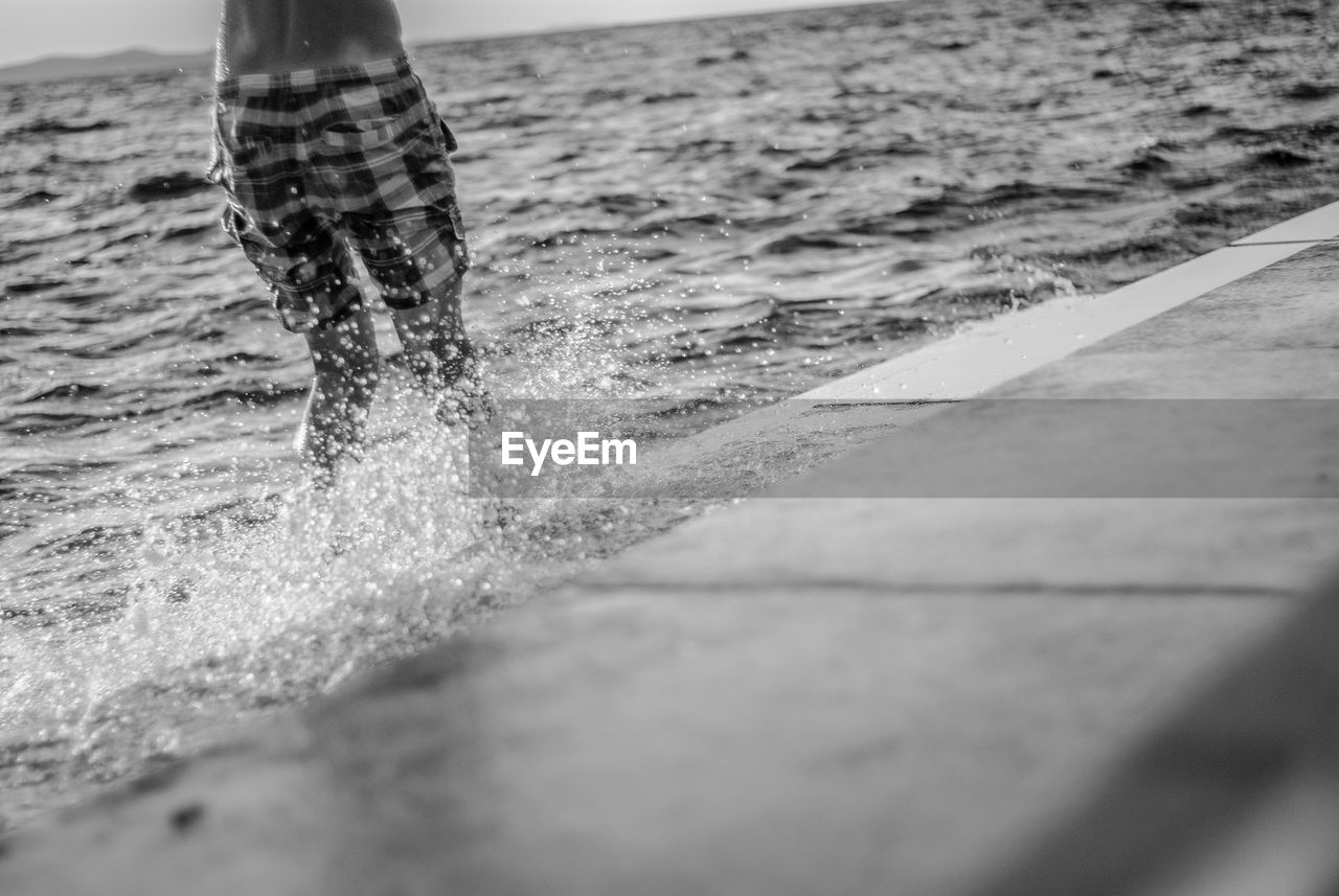Waves splashing on shore