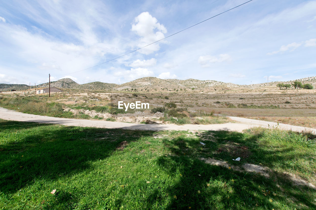 Scenic view of land against sky