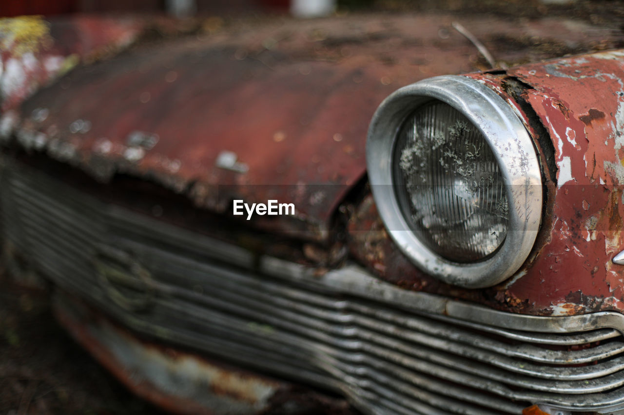 Close-up of rusty car