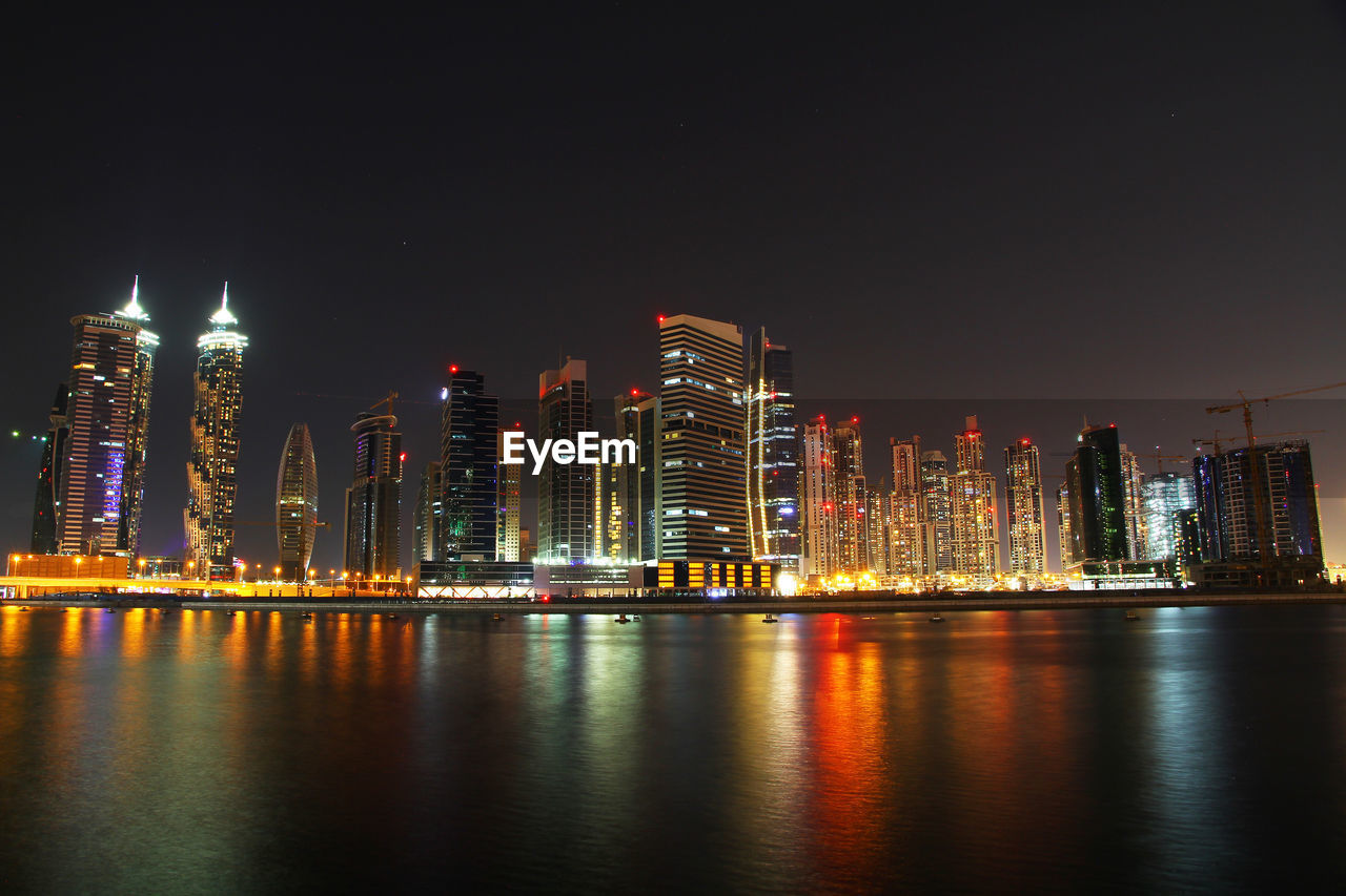 City lit up at night