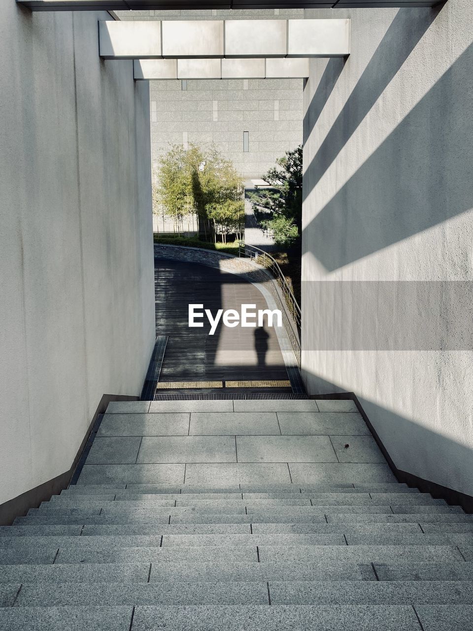 Shadow of people on wall of building