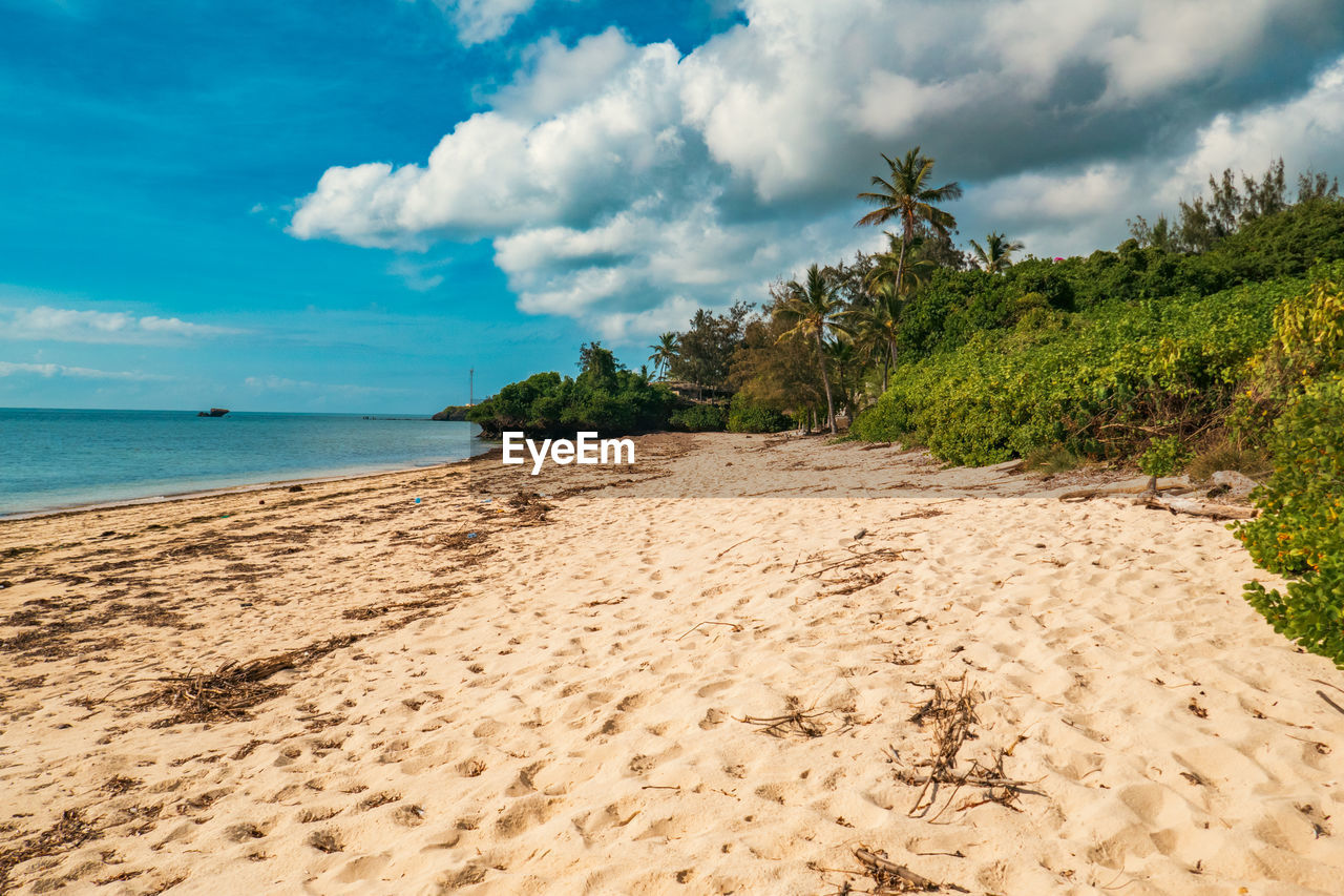 Scenic view of malindi beach at sunrise in malindi, kenya