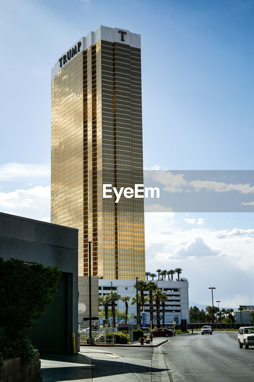 Low angle view of modern building against sky