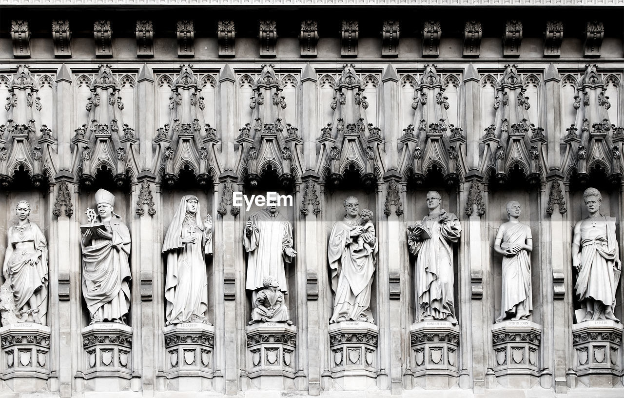 Close-up of westminster abbey sculptures