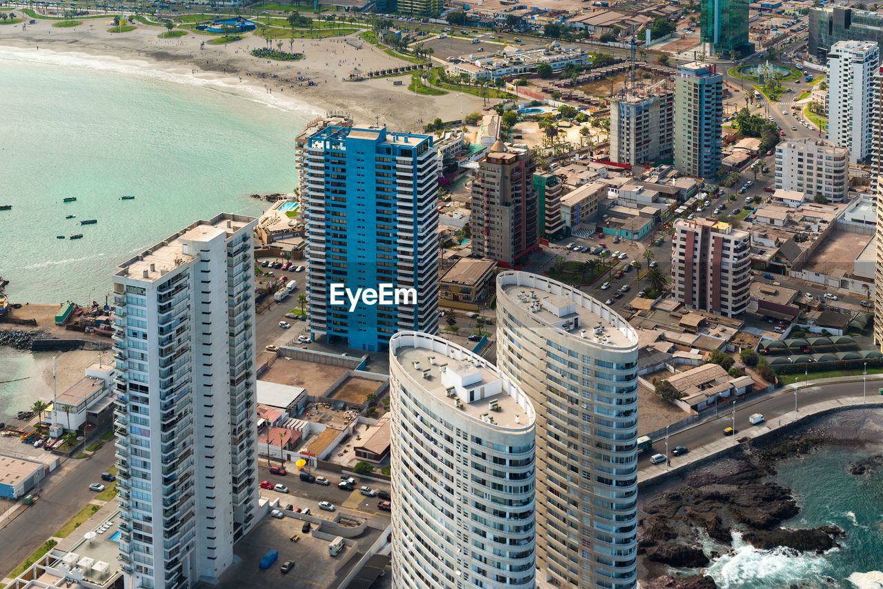 Aerial view of buildings in city