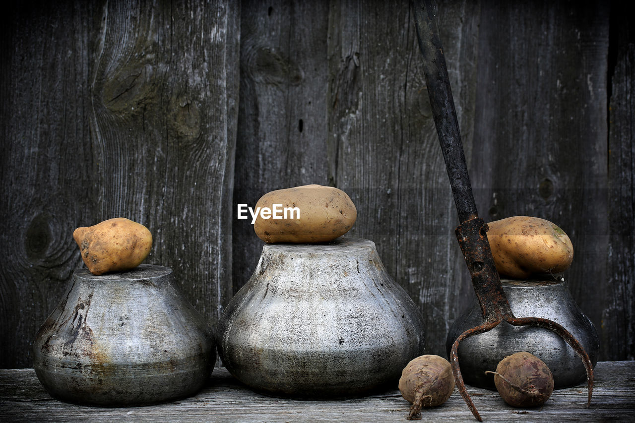 Antique pots for cooking fork retro vintage rustic style