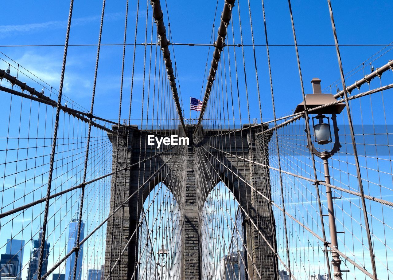 Low angle view of suspension bridge