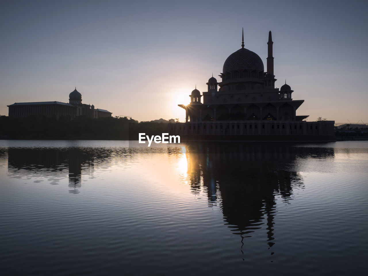 View of temple at sunset